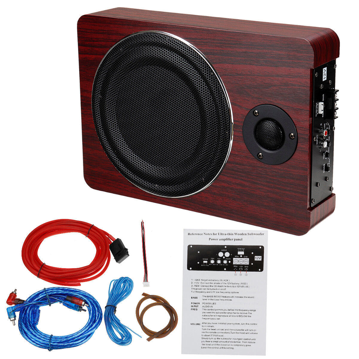 8inch 600W Car Under-Seat Subwoofer Woofer Power Amplifier Bass Hi-Fi Slim Speaker