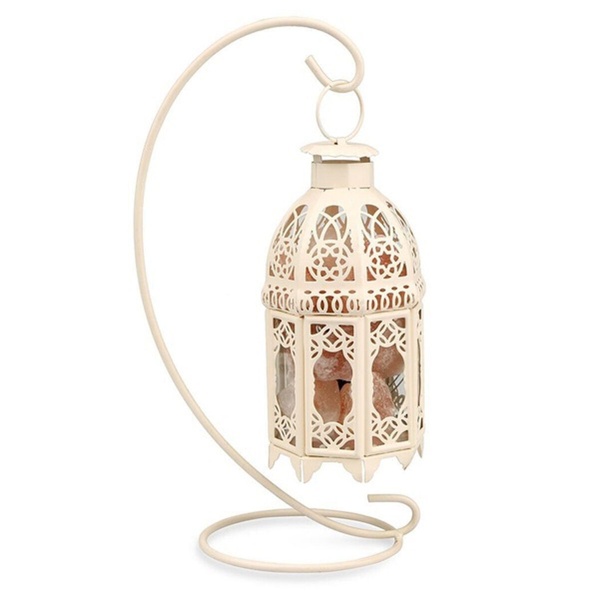 Iron Frame Natural Crystal Salt Rock Lamp Air Purifier Desk Night Light