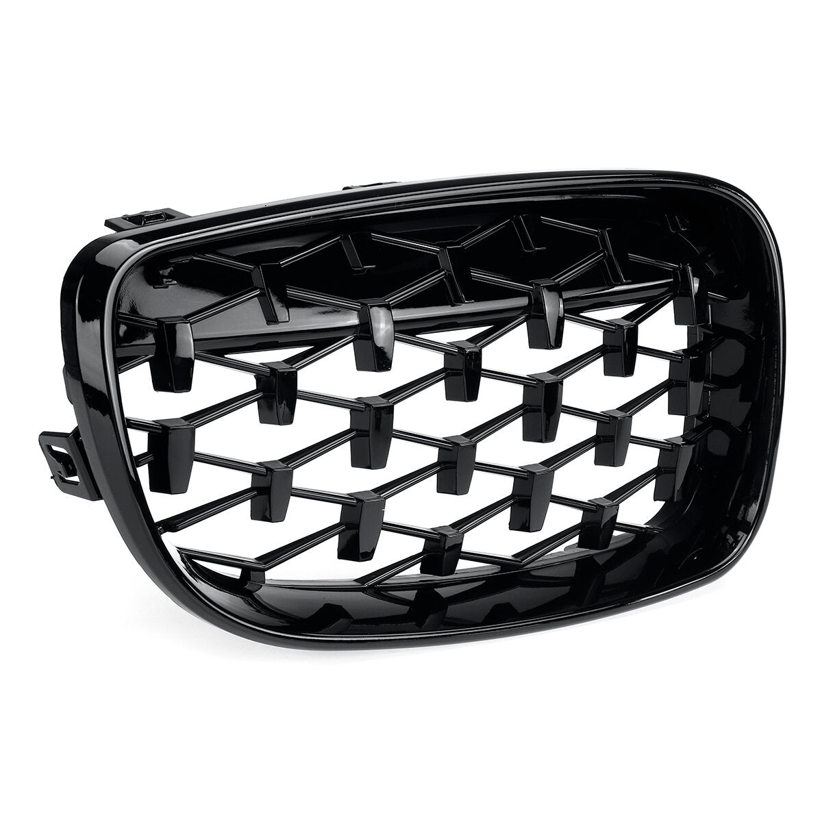 Pair Glossy Black Car Front Kidney Grill Grilles Diamond Style For BMW 1 Series