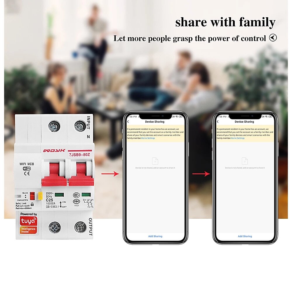 2P WiFi Smart Circuit Breaker Overload Short-circuit Protection Works with Alexa Google Home