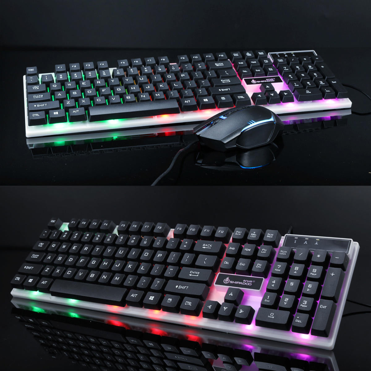 104 Keys Gaming Keyboard RGB Backlit Light Wired Keyboard and 1600 DPI Gaming Mouse Set