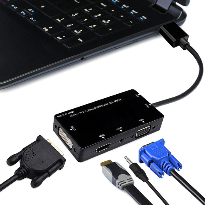 4 in 1 Display Converter Hub Docking Station Adapter with HDMIVGADVI Ports VH99 for TV Projectors