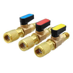 3pcs/set 3 Colors R410A Refrigerant Brass Straight Ball Valves AC Charging Hoses