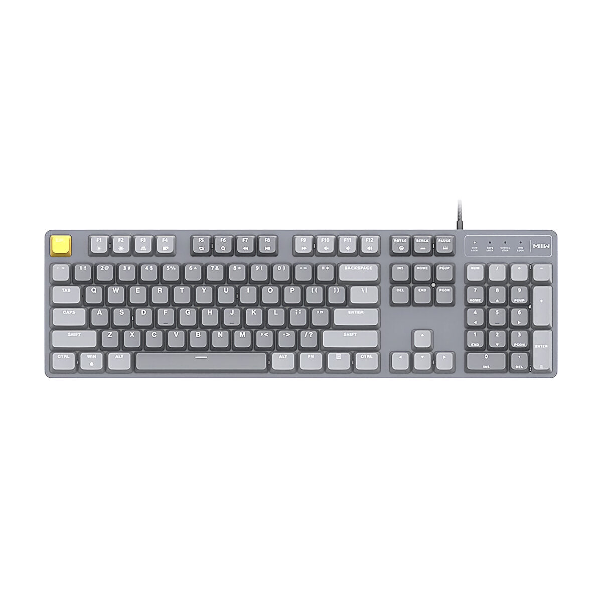 104 Keys Mechanical Keyboard USB Wired Hand Feeling System 6 Mode White Backlit Aluminum Alloy Panel Floating Keycaps Gaming Keyboard