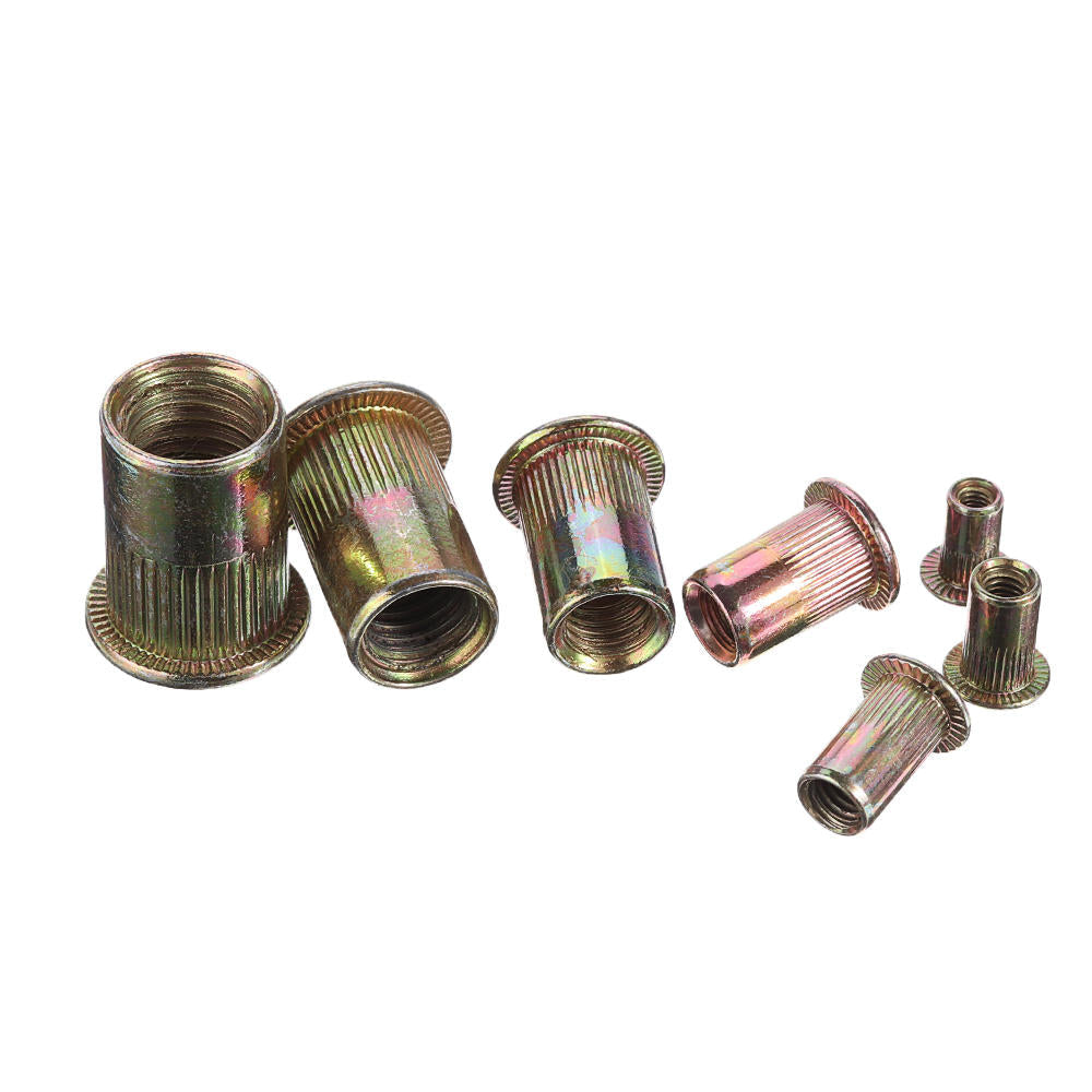 220Pcs M3/M4/M5/M6/M8/M10 Zinc Plated Rivet Nut Threaded Countersunk Head Insert Nut Tool Kits