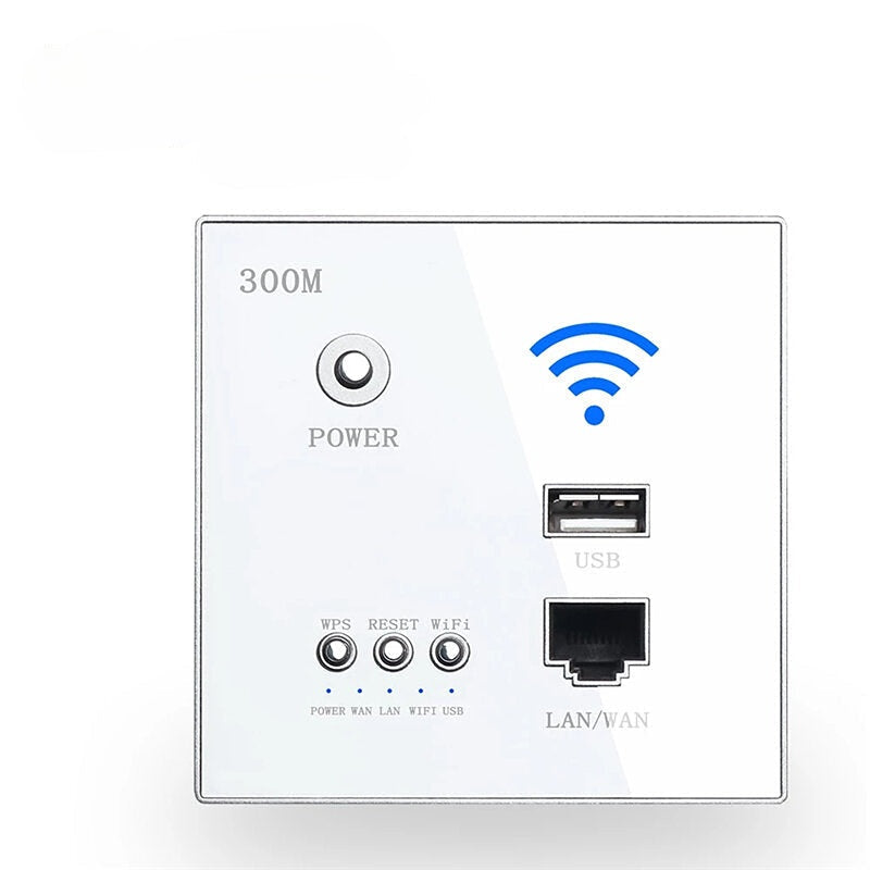 220V 300Mbps Wireless WiFi Socket RJ45 Embedded Wall WIFI Route AP Relay Smart USB Socket Crystal Glass Panel