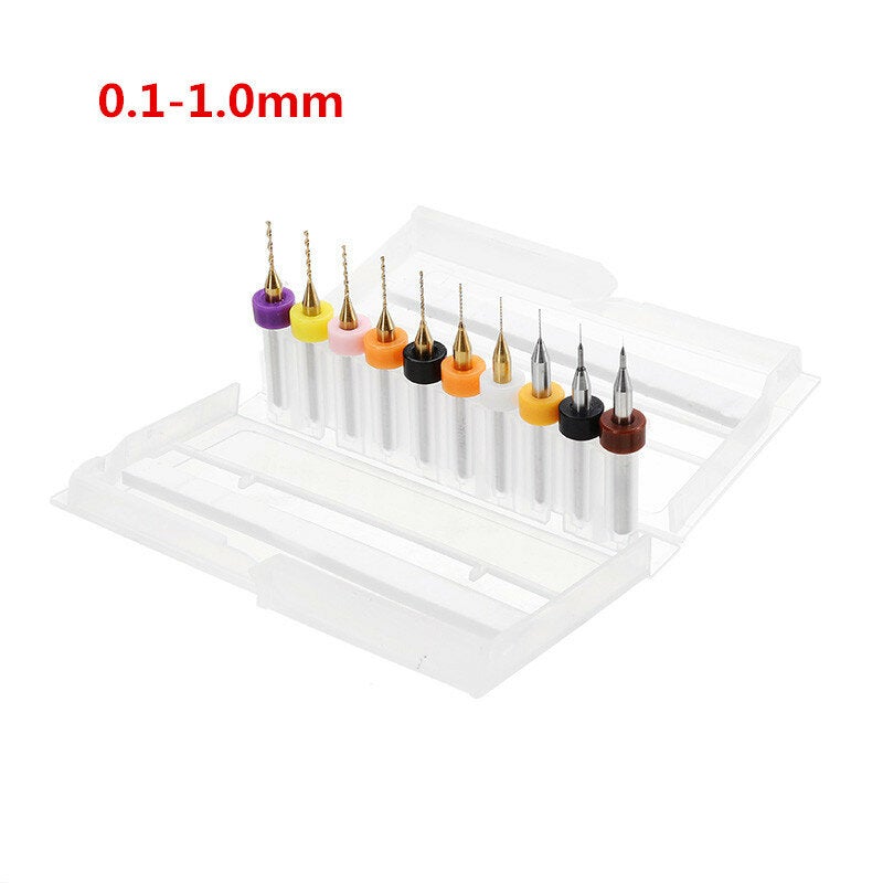 10pcs Titanium Coated Tungsten Carbide Micro PCB Drill Bits Set for PCB Circuit Board