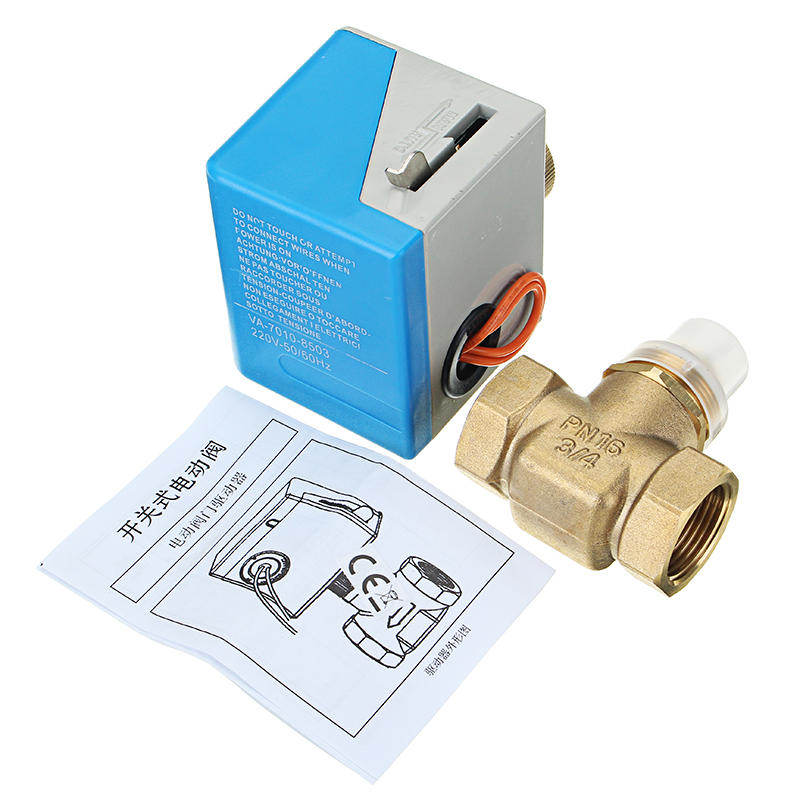 3/4" Motorized Electric Brass Globe Valves 2 Wire AC 220V Female Two Way Stop Valve