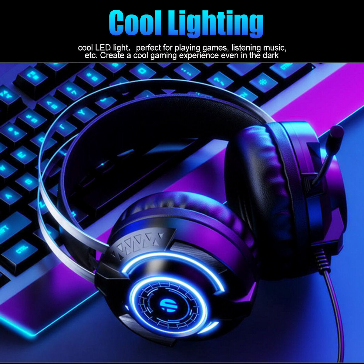 Gaming Headset RGB Light Head-Mounted Wired Headset For Desktop Computers Laptops