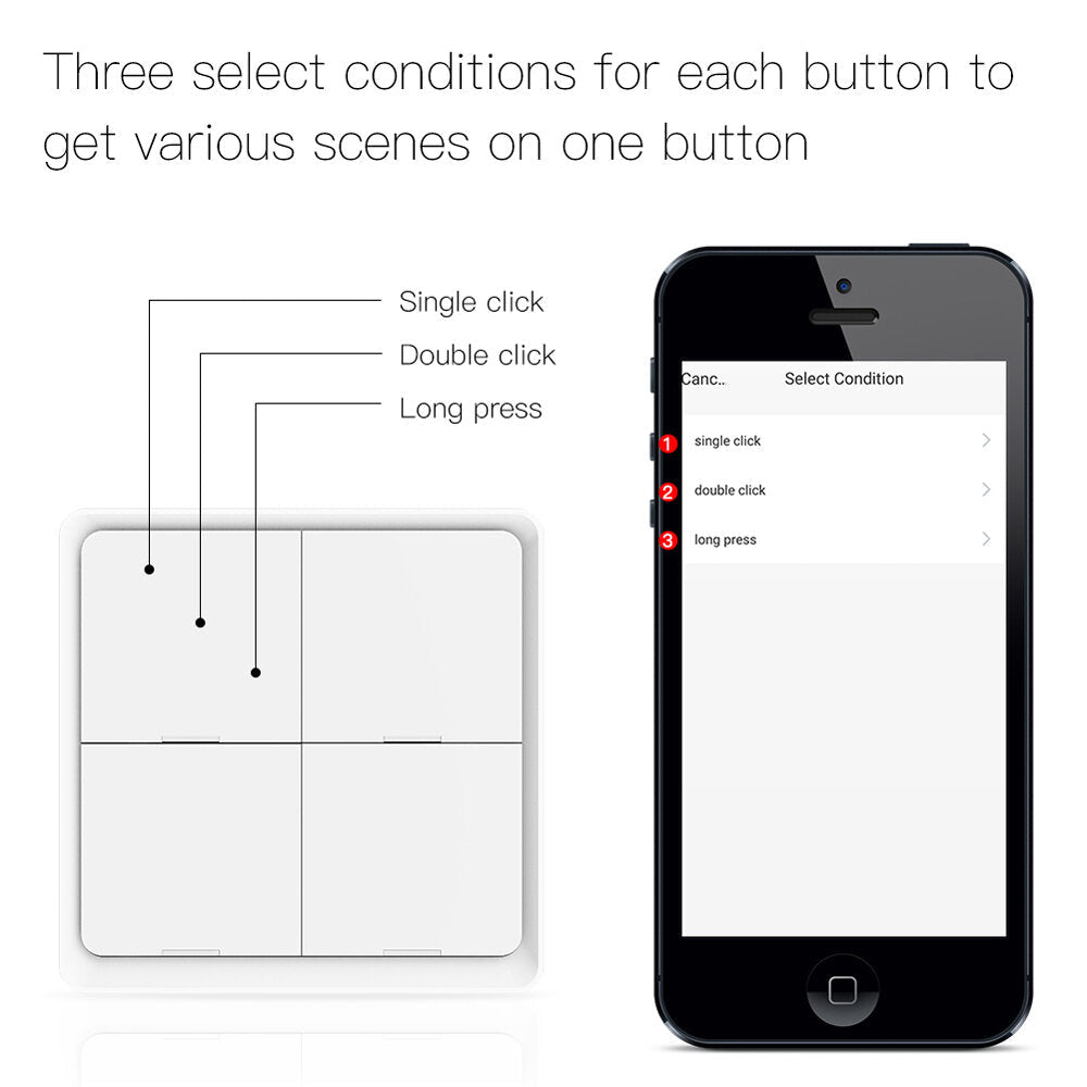 Wireless 12 Scene Switch Push Button 4 Gang Controller Battery Powered Automation Scenario for Tuya Devices