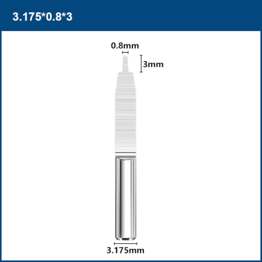 10Pcs 3.175mm Shank V-shape PCB Engraving Drill Bit Single Grooving Flat Bottom 0.8-3mm CNC Router Mill Carbide Milling Cutter Tool
