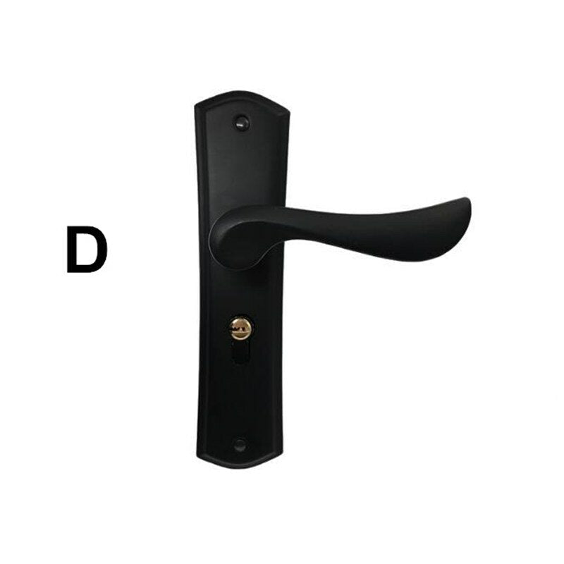 Matte Black Aluminum Door Lock Mechanical Interior Handle Cylinder Lever Latch Home Security Mute Locker With Keys