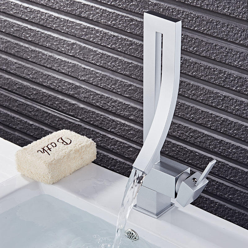 Creative Orange Color Single Handle Waterfall Brass Basin Faucet Tap Hot and Cold Bathroom Fauct