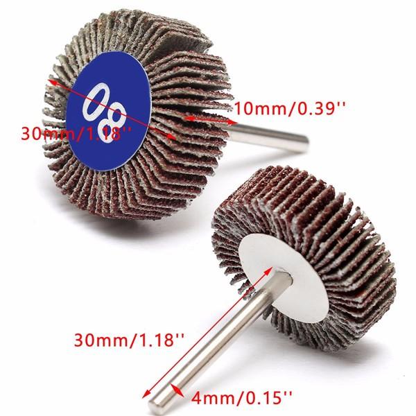 5pcs 80 Grit 4mm Shank Grinding Sandpaper Flap Wheel Sanding Discs For Rotary Tools