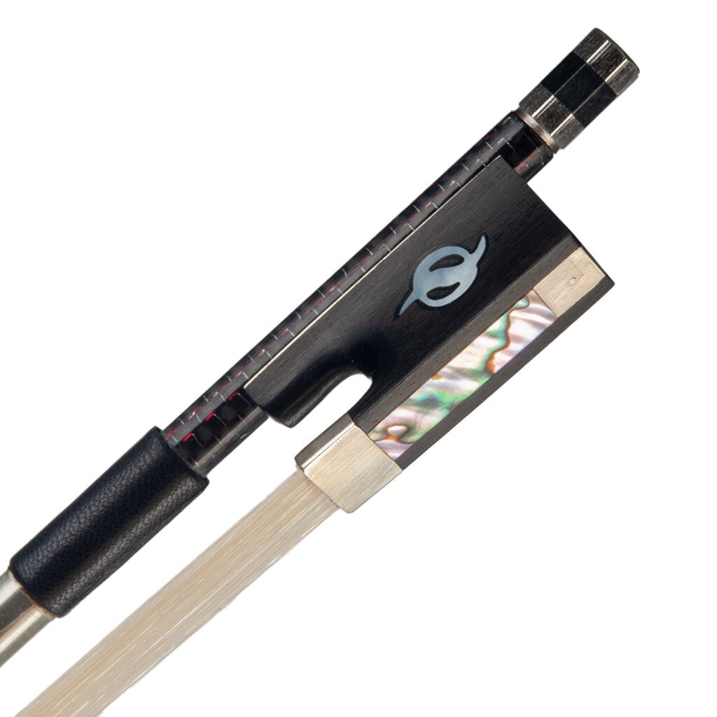 Master 4/4 Violin/Fiddle Bow Red Silk Braided Carbon Fiber Bow Round Stick Silver Wire Winding Sheep Skin Grip Ebony Frog