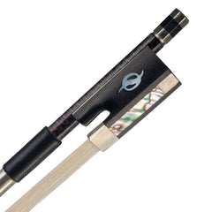 Master 4/4 Violin/Fiddle Bow Red Silk Braided Carbon Fiber Bow Round Stick Silver Wire Winding Sheep Skin Grip Ebony Frog