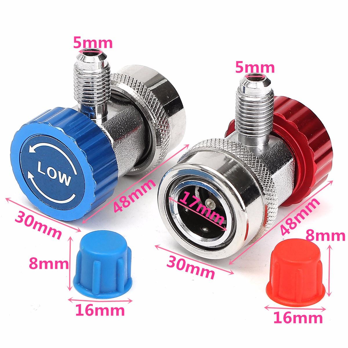 AC Adjustable Quick Coupler Adapter Fitting High Low Manifold Gauge Conversion Setstable Connector High/Low Pressure
