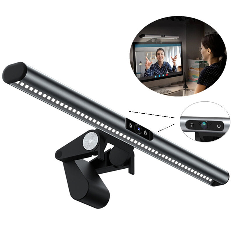Monitor Light Bar Eye Protection Screen Light Lamp Touch Control Monitor Display Hanging Light with Webcam Microphone for Desktop Computer Home Office