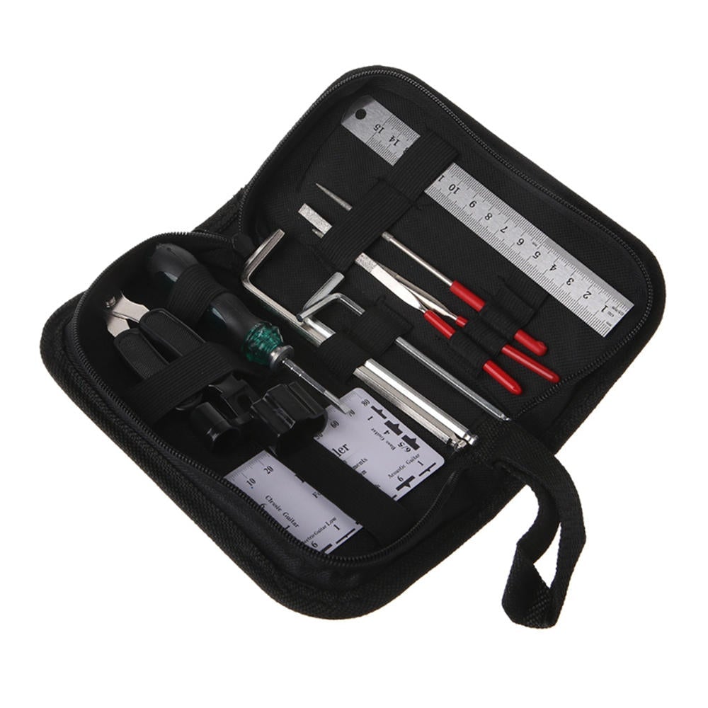 10Pcs Guitar Care Tool Set Repair Wrench Files Ruler Maintenance Tech Kit with Bag
