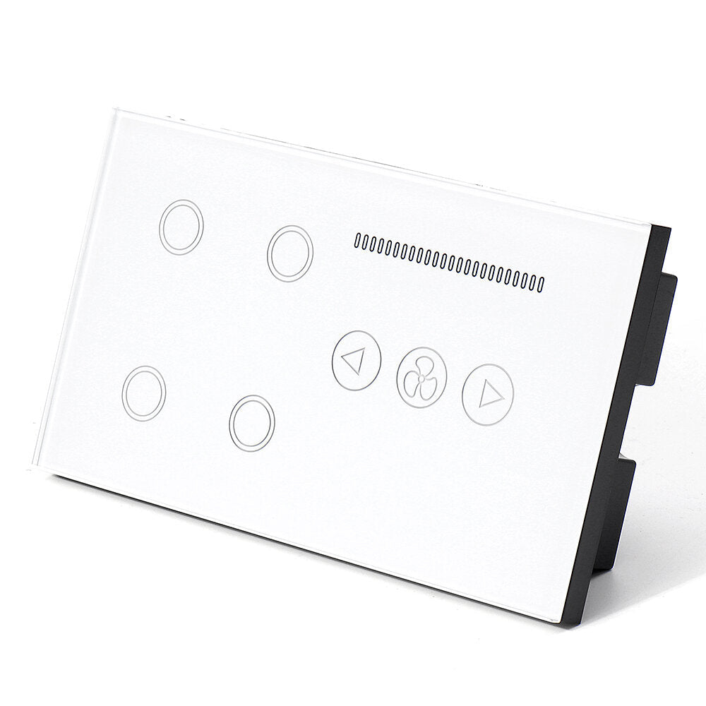 Smart WIFI Switch 4 Gang WIFI Light Switch With WiFi Ceiling Fan Switch White/Black Crystal Glass Panel Work Alexa Google Home