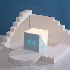 LED Night Lamp Alarm Clock Voice-activated USB Rechargeable Dimmable Bedside Lamp Multiple Colors Night Light