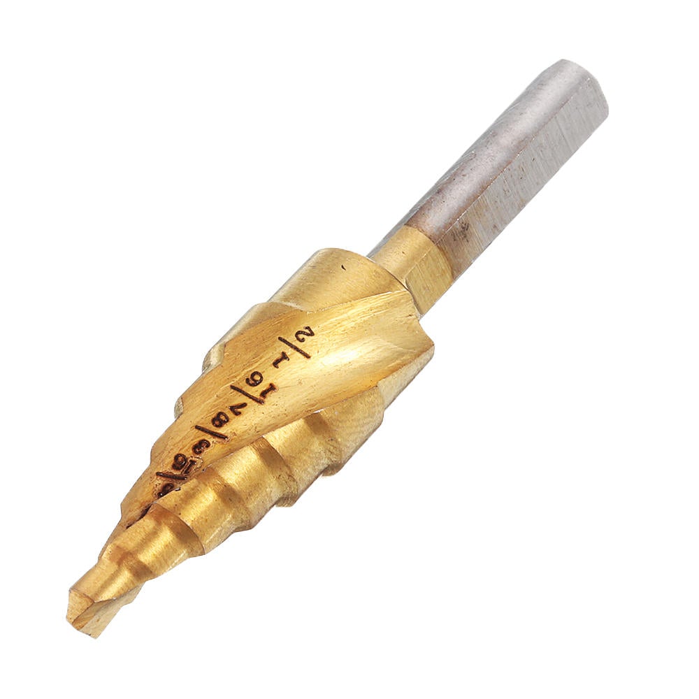 6pcs 1/8 to 1-3/8 Inch Step Drill Titanium Spiral Grooved Step Drill Bit Set with Automatic Center Punch and Aluminum Case