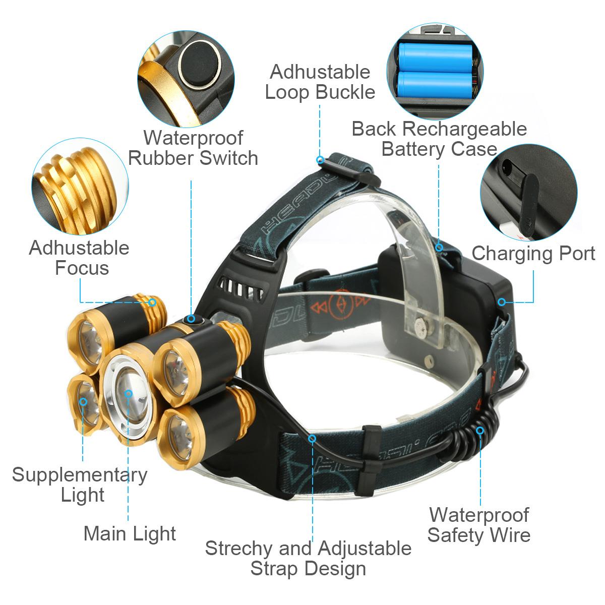 8000LM Cycling Headlamp LED Lamp Beads Super Bright Rechargeable Outdoor Cycling Climbing Headlamp