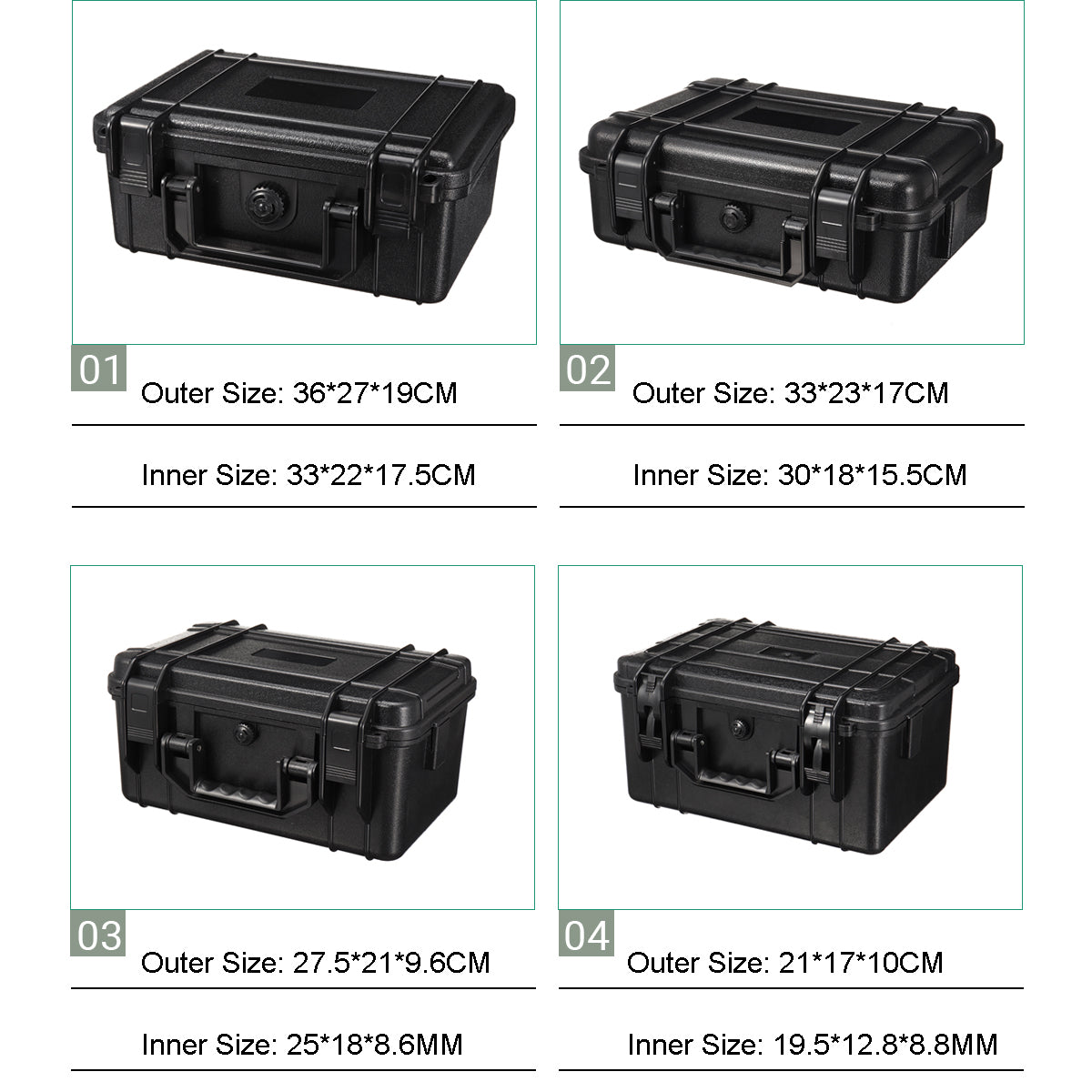 ABS Plastic Sealed Waterproof Storage Case Foam Impact -Resistant Hiking Portable Tool Box Dry Box