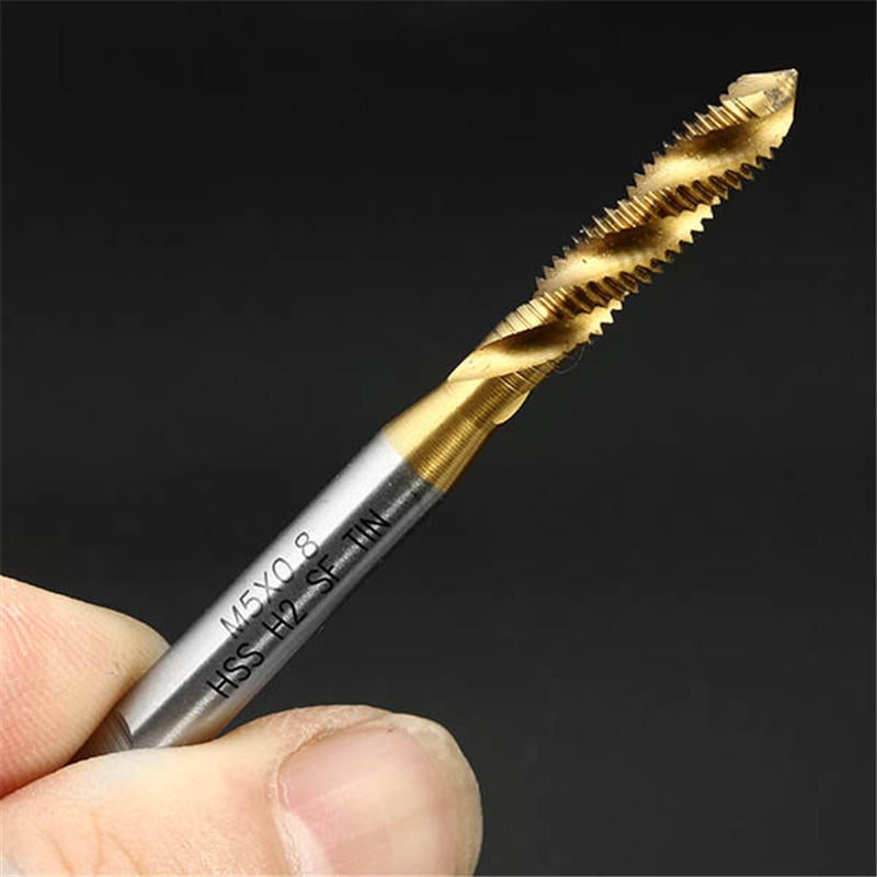 10pcs M5x0.8 HSS Titanium Coated Screw Tap Thread Metric Spiral Fluted Machine Screw Tap