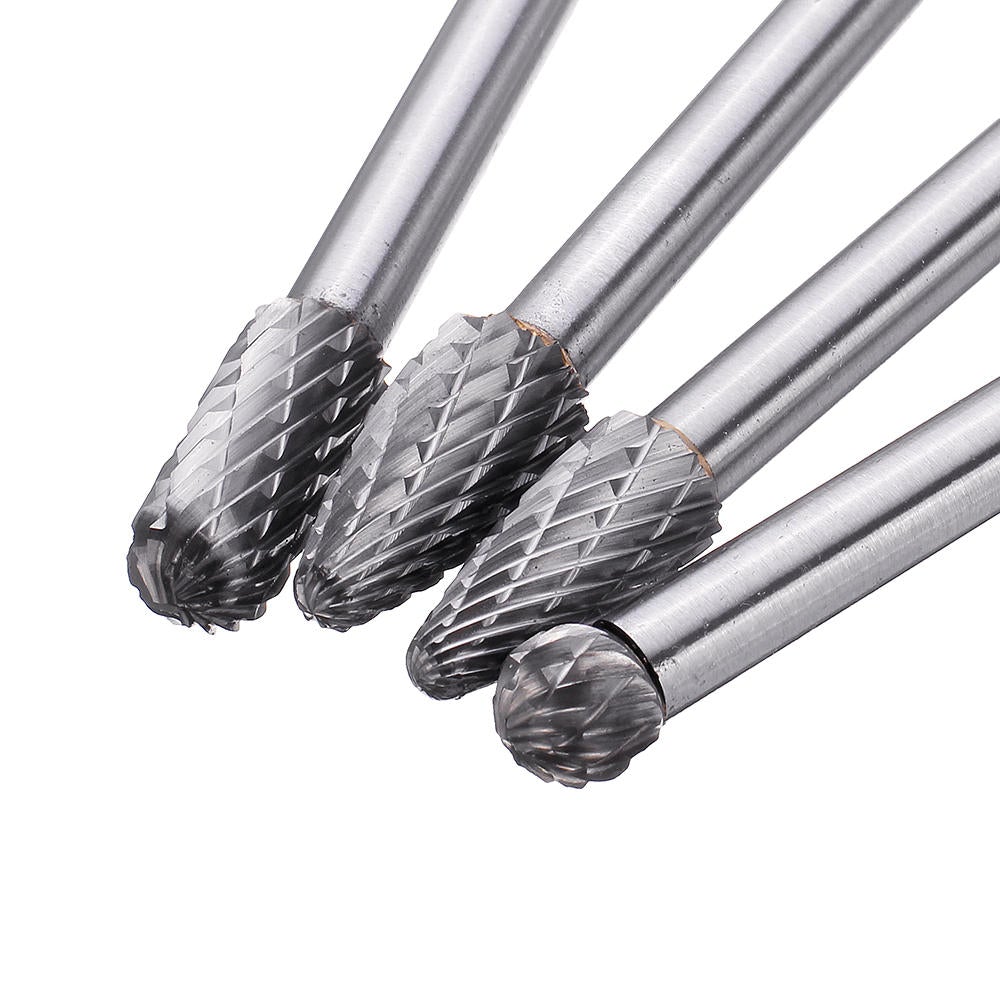 4Pcs 150-160mm Tungsten Carbide Rotary Burr Set 6mm Shank for Die Grinder Drill DIY Woodworking Metal Carving Polishing Engraving Drilling
