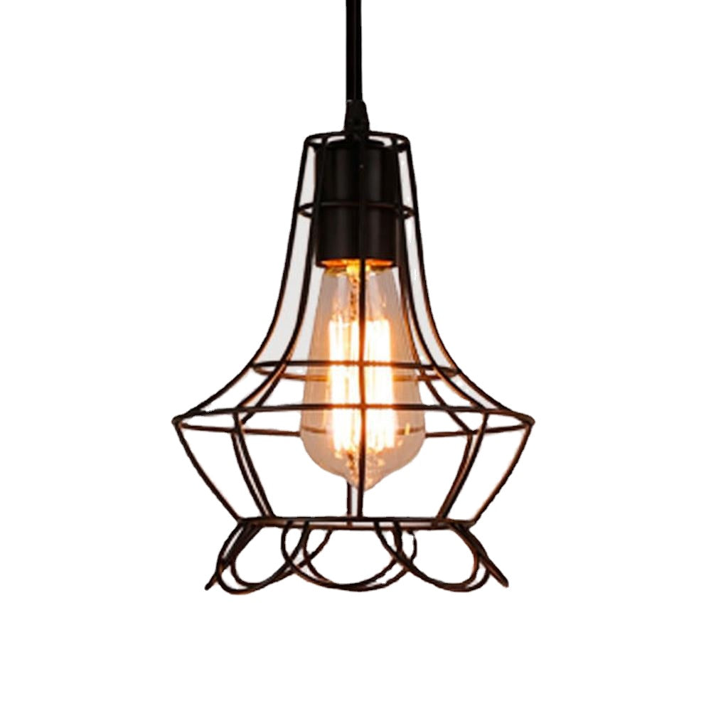 Nordic Style Retro E27 Metal Pendant Cage Light for Bar Coffee Shop Indoor Hanging Lamp Decor
