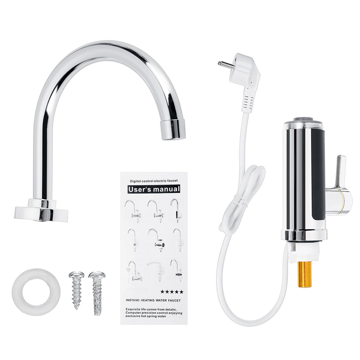 220V 3000W Electric Hot Water Heater Faucet 3s Fast Instant Heating Home Bathroom Kitchen & Cold Mixer Tap LED Display IPX4 Waterproof From