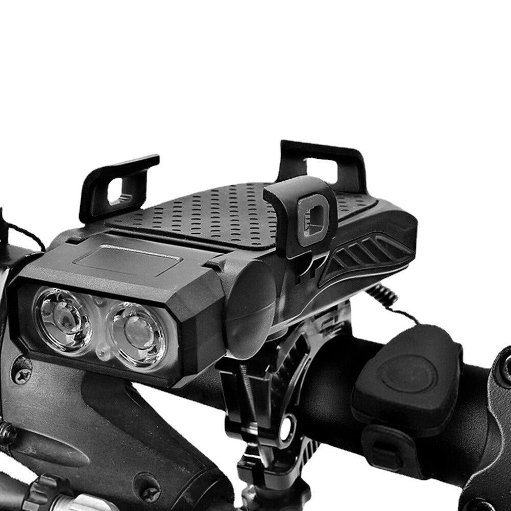 Bicycle LED Light USB Rechargeable Horn Phone Holder 4 in 1