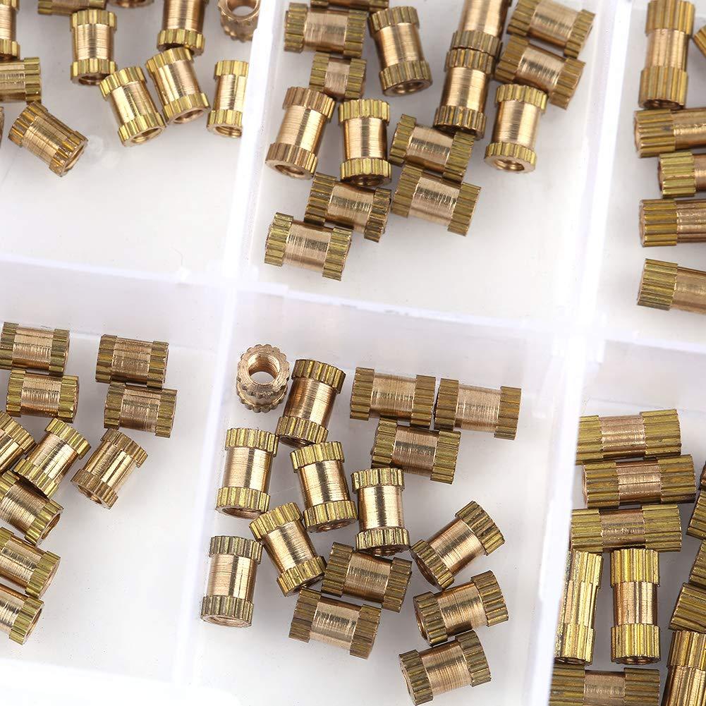 150Pcs M2.5 Brass Cylinder Knurled Nut Round Molded-in Insert Embedded Nuts Assortment Set
