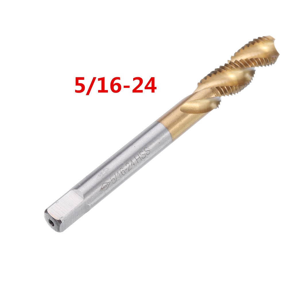 HSS Spiral Flute Hand Tap Imperial Titanium Coated Machine Screw Plug Tap Drill