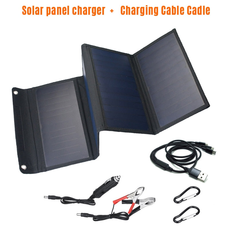 28W Solar Panels Portable Folding Foldable Waterproof Dual 5V/2.1A USB DC 18V 12V Solar Panel Charger for Phone Car RV Battery