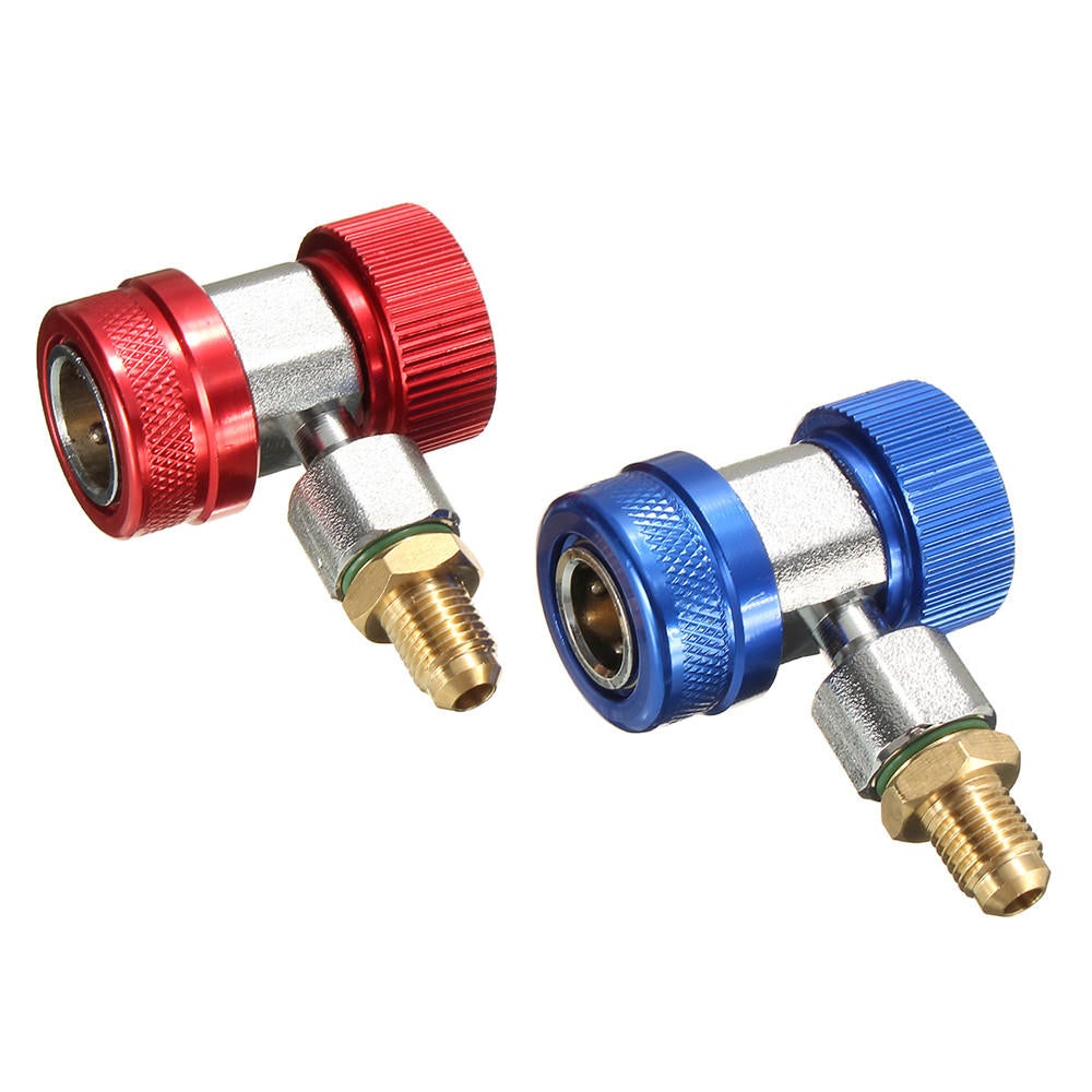A/C R134a Low/High Quick Connect Adapter Coupler 90-degree Air-Conditioning Extractor Valve Core