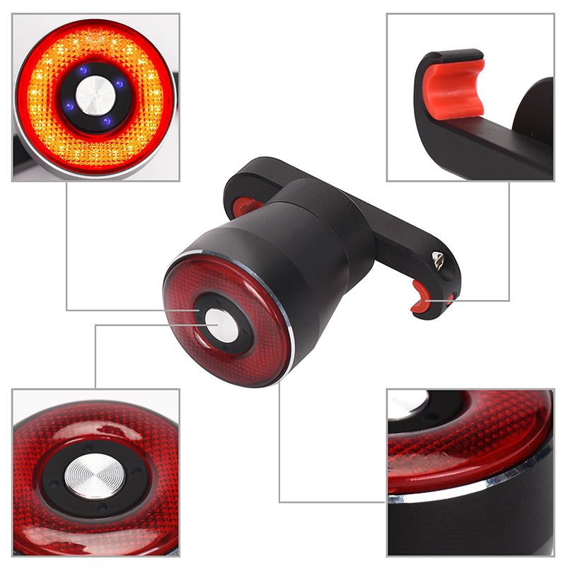 IP65 Smart Bicycle Brake Taillight USB Rechargeable 30 Days Standby 3 Modes Rear Lamp Intelligent Induction Bike Flash Warning Night Light