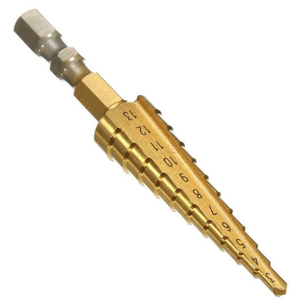 3-13mm HSS Titanium Coated Step Drill 1/4 Inch Hex Shank Bit