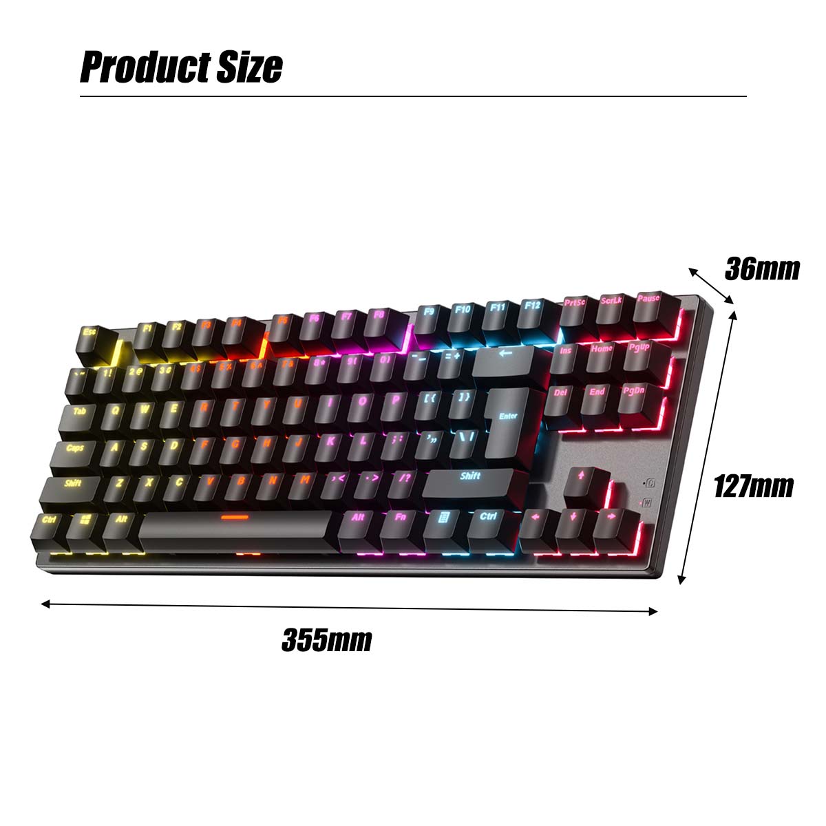 Mechanical Keyboard 87 Keys XA Profile PBT Double-shot Molding Keycaps Blue Switch RGB Backlit USB Wired Gaming Keyboard for PC Computer Laptop Gamer