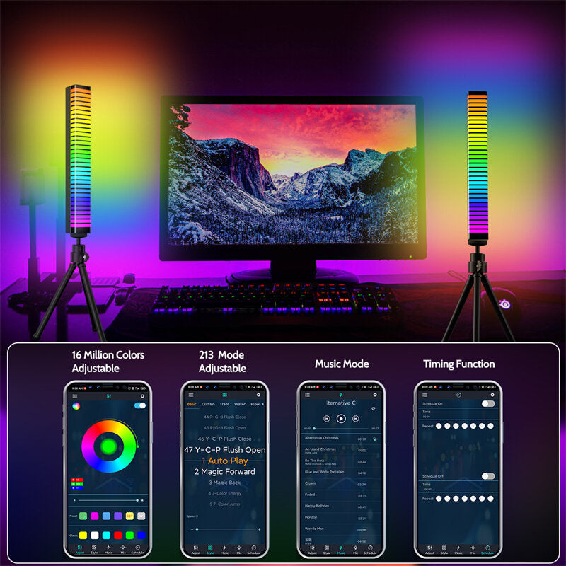 RGB Pickup Bluetooth Atmosphere Light with Tripod Music Car Rhythm Light Car LED Atmosphere Light Phantom Color Voice Control Music Sensor Light