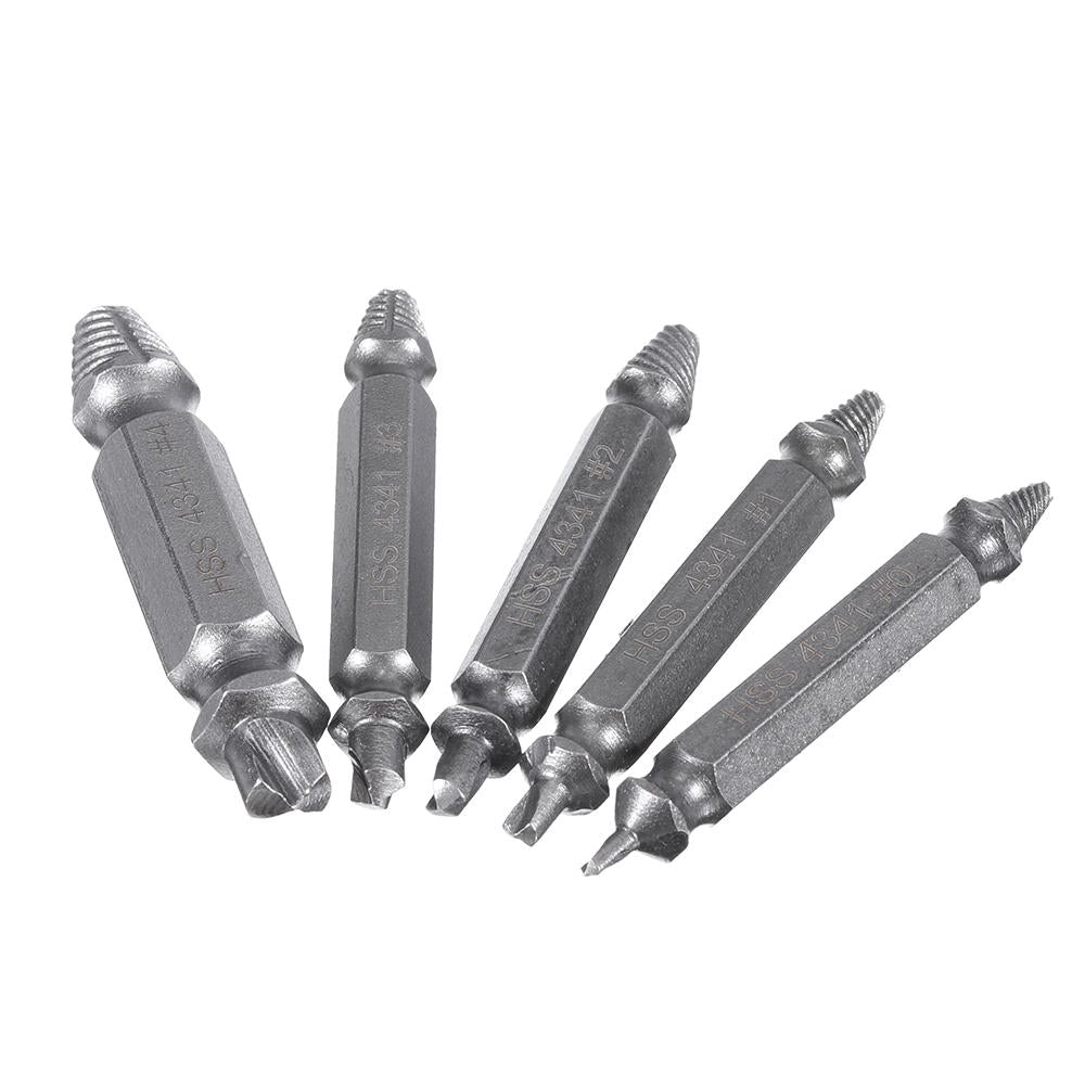 5pcs HSS Double Side Damaged Screw Extractor Out Remover Bolt Stud Tool