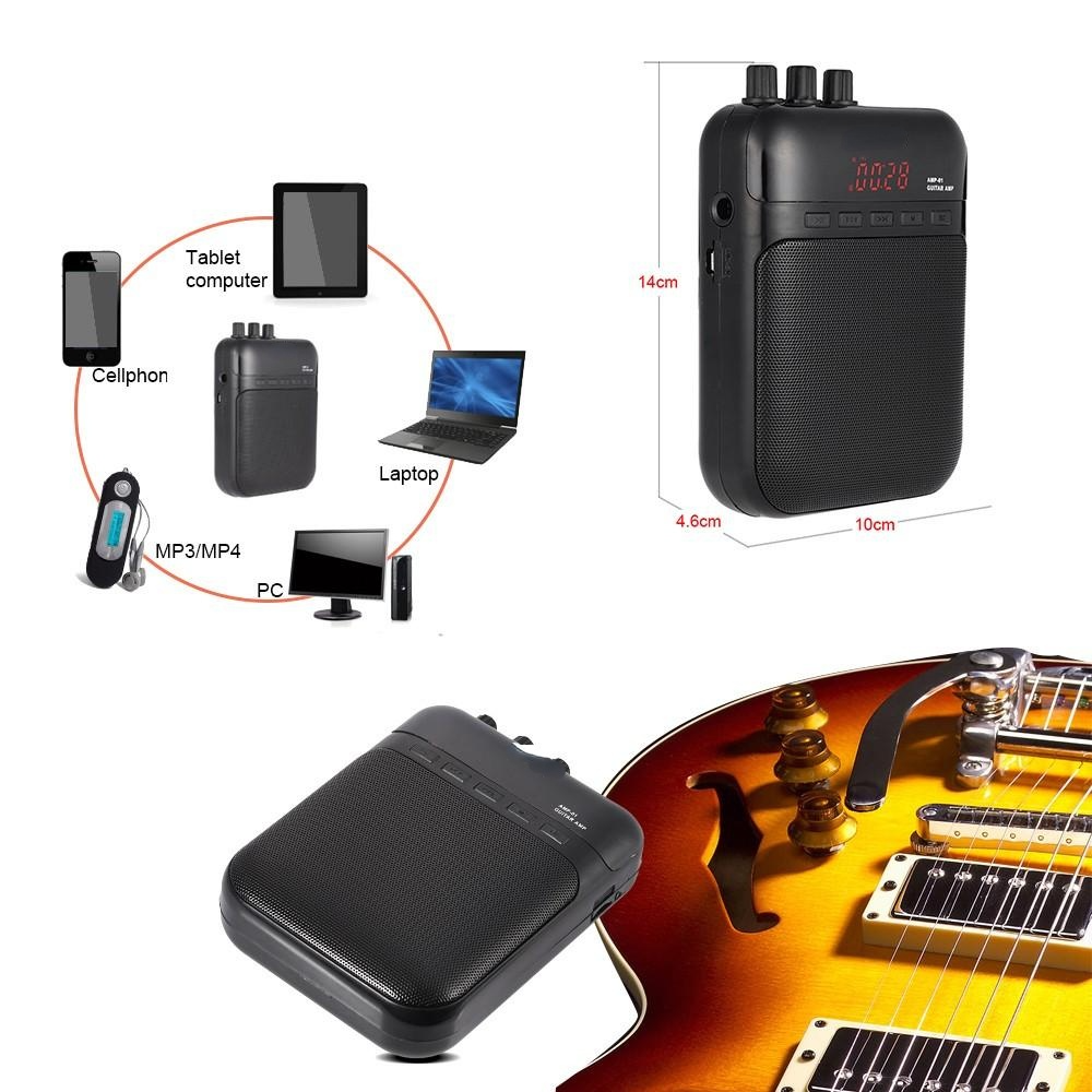 Guitar Amp Recorder Speaker TF Card Slot Compact Portable Multifunction