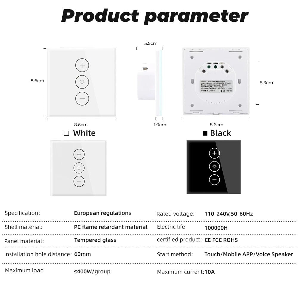 WiFi Touch Dimmer Switch Light APP EU/US Wireless Timer Remote Control with Alexa Google Home