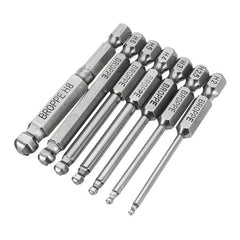 7pcs 2/2.5/3/4/5/6/8mm 65mm Magnetic Ball Screwdriver Bits 1/4 Inch Hex Shank Screwdriver Bit