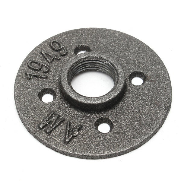 3/4 Inch Black Flange Iron Pipe Floor Fitting Plumbing Threaded DN20 Four Holes Flange