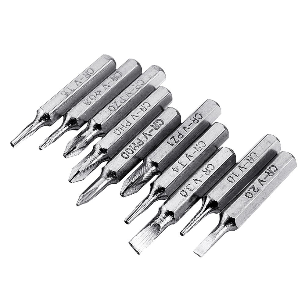 10pcs 4mm CR-V Screwdriver Bit Set Phillips Slotted Torx Batch Head Bit Mobile Phone Repair Tool