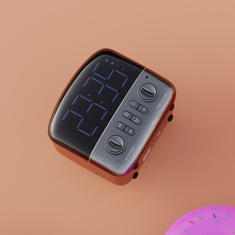 Wireless Bluetooth Speaker Mini Audio Alarm Clock FM Radio Retro Home Subwoofer for Outdoor Mobile Phone Computer Car