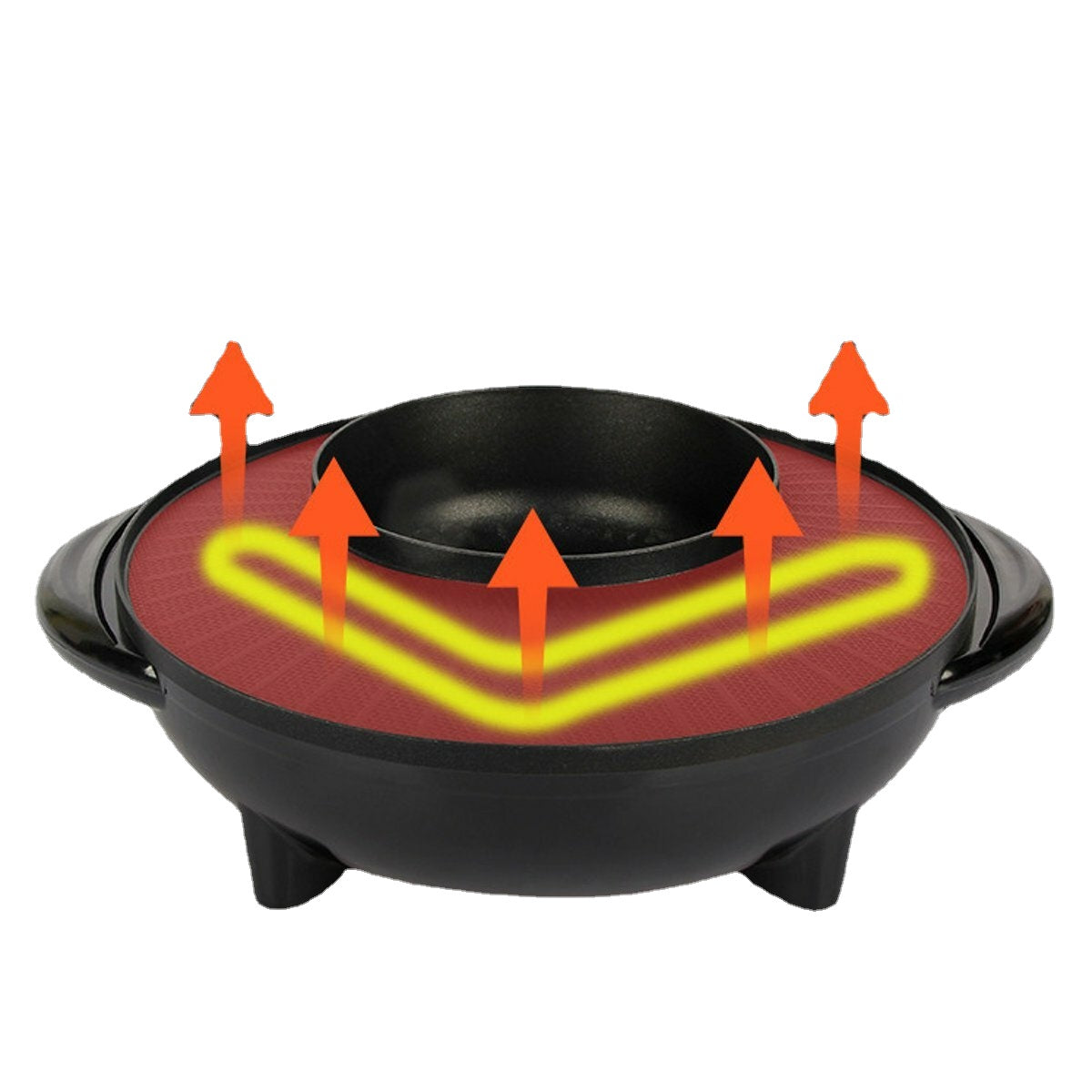 1350W 220V 2 In 1 Electric Non Stick BBQ Grill Plate Steamboat Hot Pot 34cm