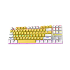 Mechanical Keyboard 87 Keys Mixed-Color Keycaps Blue Switch USB Wired Rainbow Light 80% TKL Layout Gaming Keyboard